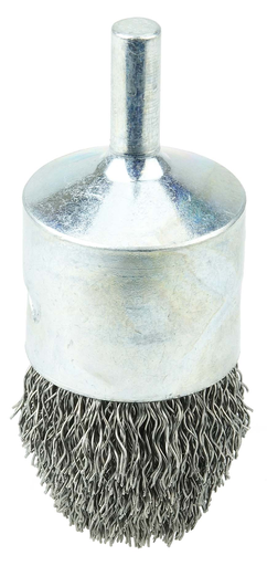 1" Controlled Flare Crimped Wire End Brush, .014" Stainless Steel Fill