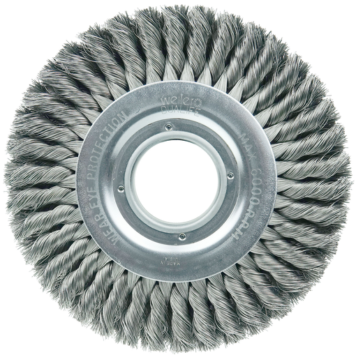 8" Standard Twist Knot Wire Wheel, .016" Steel Fill, 2" Arbor Hole