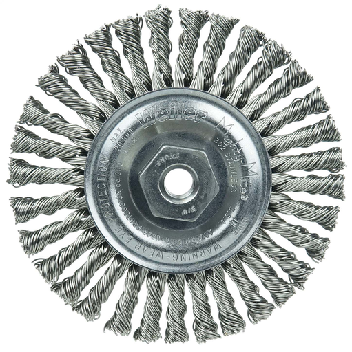 Mini Roughneck 4" Stringer Bead Wire Wheel, .020" Stainless Steel Fill, 3/8"-24 UNF Nut