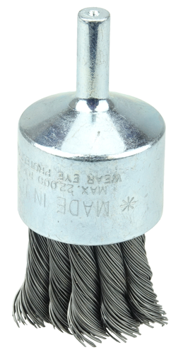 Wolverine 1" Knot Wire End Brush, .014" Steel Fill, 1/4" Stem