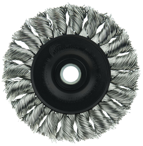 3" Standard Twist Knot Wire Wheel, .014" Stainless Steel Fill, 1/2"-3/8" Arbor Hole
