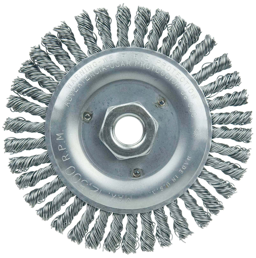 Wolverine 5" Knot Wire Wheel, Stringer Bead Twist, .020" Steel Fill, 5/8"-11 UNC Nut