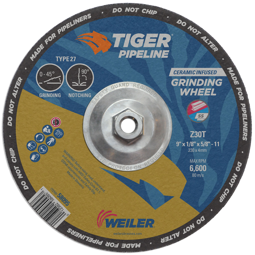 9" x 1/8" TIGER Pipeline, Z30T, 5/8"-11 Nut