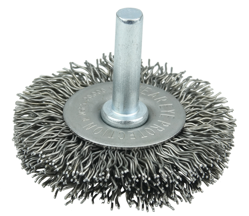 2" Stem-Mounted Crimped Wire Radial Wheel, .014" Steel Fill, 1/4" Stem