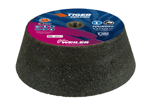 TIGER Ceramic Type 11 Flaring Cup Wheel, HZA16-Q, 6/4-3/4 x 2 x 5/8-11, Rim 1.5", Back 3/4"