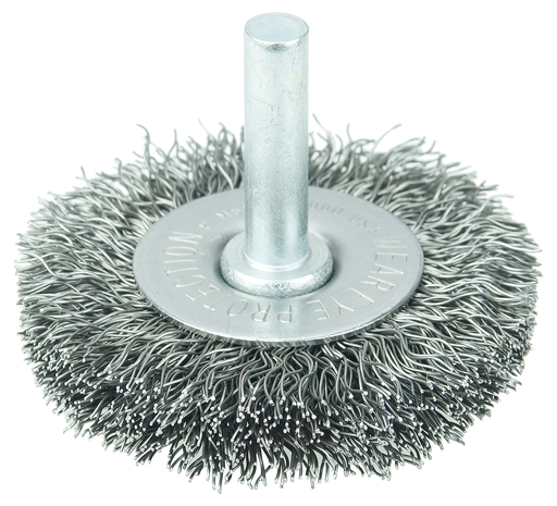 2" Stem-Mounted Crimped Wire Radial Wheel, .0118" Steel Fill, 1/4" Stem