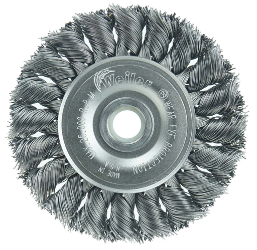 3" Standard Twist Knot Wire Wheel, .014" Steel Fill, 1/2"-3/8" Arbor Hole
