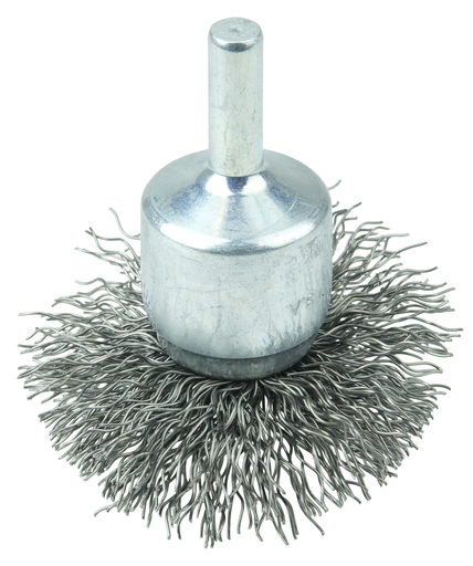 2" Circular Flared Crimped Wire End Brush, .014" Steel Fill