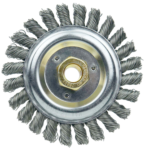 Dually 5" Filler Pass Weld Cleaning Brush, .023" Steel Wire Fill,5/8"-11 UNC Double-Hex Nut