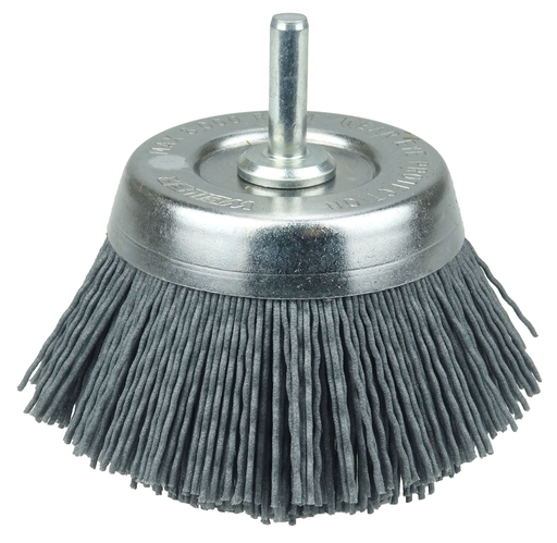 2-3/4" Nylox Utility Cup Brush, .040/120SC Crimped Fill, 1/4" Stem