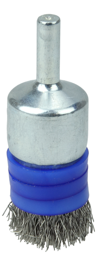 3/4" Banded Crimped Wire End Brush, .0104" Stainless Steel Fill