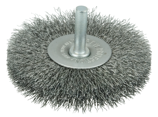 3" Stem-Mounted Crimped Wire Radial Wheel, .008" Steel Fill, 1/4" Stem
