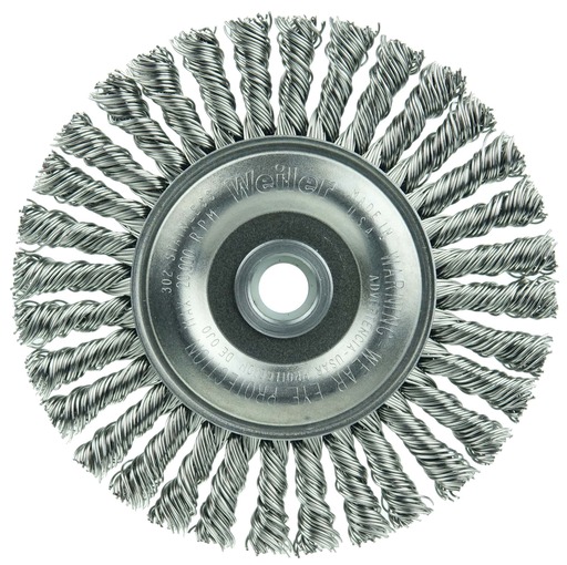 Mini Roughneck 4" Stringer Bead Wire Wheel, .020" Stainless Steel Wire Fill, 1/2"-3/8" Arbor Hole