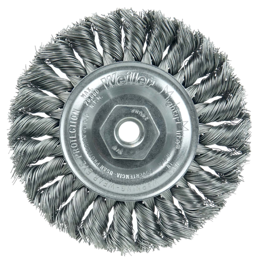 4" Standard Twist Knot Wire Wheel, .020" Steel Fill, 3/8"-24 UNF Nut
