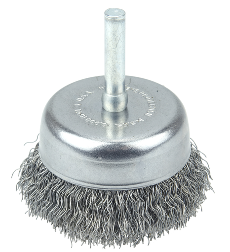 2" Crimped Wire Utility Cup Brush, .0118" Steel Fill, 1/4" Stem