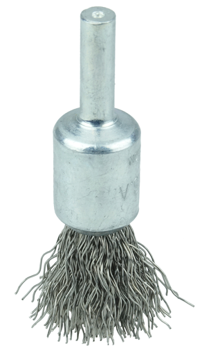 1/2" Crimped Wire End Brush, .014" Stainless Steel Fill