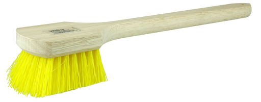 20" Utility Scrub Brush, Yellow Polypropylene, Long Handle, Wood Block