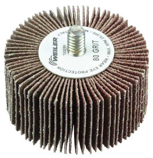 2" x 1" Tiger Coated Abrasive Flap Wheel, 1/4"-20 Threaded Stem, 80AO