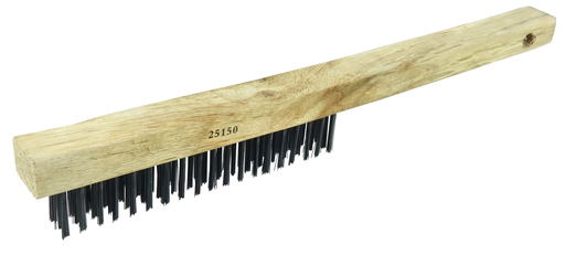 Vortec Pro Hand Wire Scratch Brush, .012 Carbon Steel Fill, Curved Handle, 3 x 19 Rows