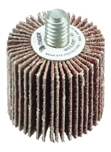 1" x 1" Tiger Coated Abrasive Flap Wheel, 1/4"-20 Stem, 60AO