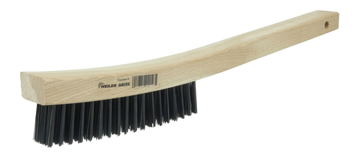 Hand Wire Scratch Brush, .012 Carbon Steel Fill, Curved Handle, 4 x 18 Rows