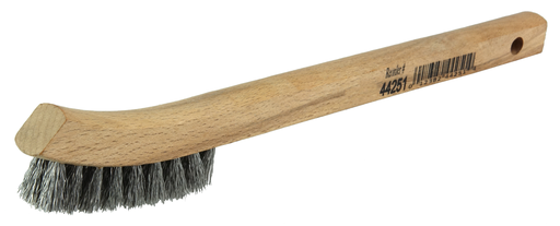 Small Hand Wire Scratch Brush, Crimped Aluminum Fill, Wood Block, 2 x 9 Rows