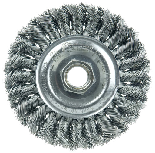 4" Standard Twist Knot Wire Wheel, .020" Steel Fill, 5/8"-11 UNC Nut