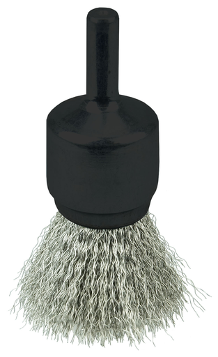 3/4" Crimped Wire End Brush, .006" Stainless Steel Fill