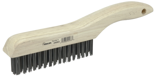 Hand Wire Scratch Brush, .012 Carbon Steel Fill, Shoe Handle, 4 x 16 Rows
