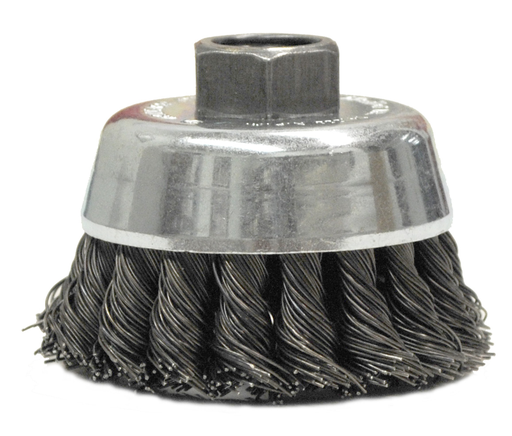 2-3/4" Single Row Knot Wire Cup Brush, .014" Steel Fill, 5/8"-11 UNC Nut