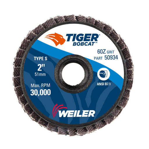 2" BobCat Mini Abrasive Flap Disc, Flat (TY27), Type S Mount, 60Z