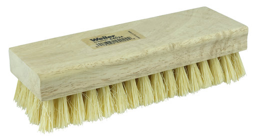 8" Square End Scrub Brush, 1" Trim Length, White Tampico Fill