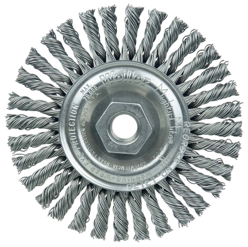 Mini Roughneck 4" Stringer Bead Wire Wheel, .020" Steel Fill, 1/2"-13 UNC Nut