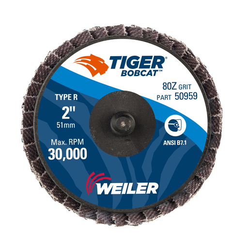 2" BobCat Mini Abrasive Flap Disc, Flat (TY27), Type R Mount, 80Z