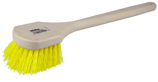 20" Utility Scrub Brush, Yellow Polypropylene Fill, Long Handle, Foam Block