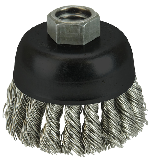 Weiler 13258 2-3/4 Inch Single Row Knot Wire Cup Brush, .020 Inch Stainless Steel Fill, 14000 RPM