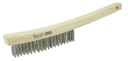 Hand Wire Scratch Brush, .012 Stainless Steel Fill, Curved Handle, 3 x 19 Rows