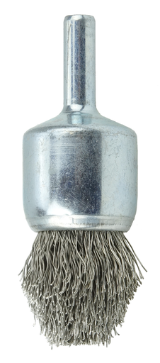 3/4" Controlled Flare Crimped Wire End Brush, .0104" Stainless Steel Fill