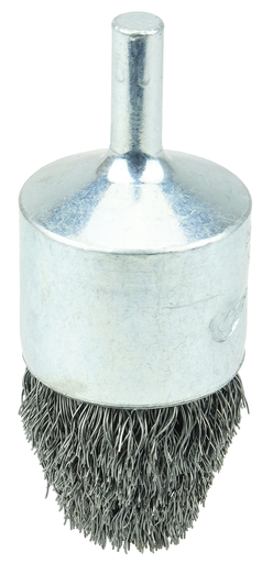 1" Controlled Flare Crimped Wire End Brush, .0104" Steel Fill
