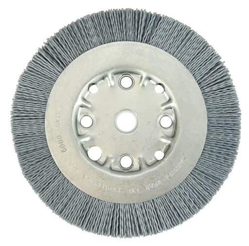 6" Narrow Face Nylox Wheel, .040/120SC Crimped Fill, 5/8"-1/2" Arbor Hole