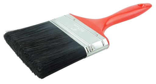 4" Industrial Varnish Brush, Black Polyester, 2-3/4" Trim Length, Red Plastic Handle