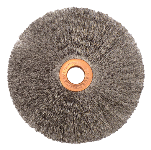 4" Small Diameter Crimped Wire Wheel, .006" Steel Fill, 1/2" Arbor Hole