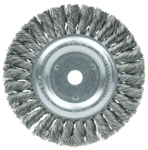 6" Standard Twist Knot Wire Wheel, .016" Steel Fill, 5/8"-1/2" Arbor Hole