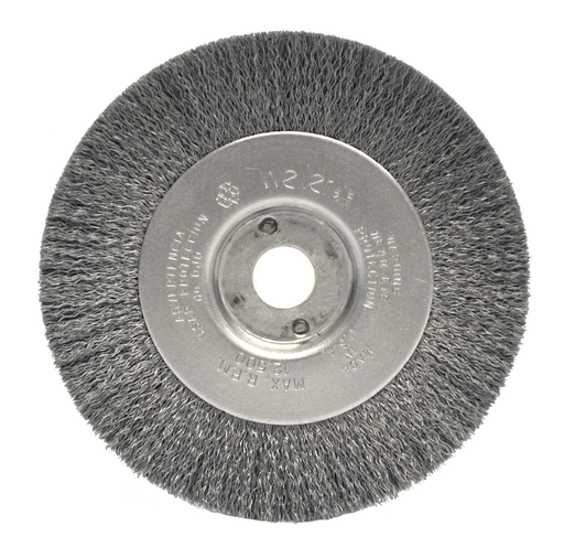 4" Narrow Face Crimped Wire Wheel, .0118" Stainless Steel Fill, 1/2"-3/8" Arbor Hole