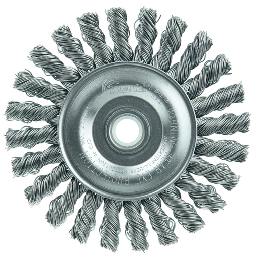 4" Cable Twist Knot Wire Wheel, .020" Steel Fill, 1/2"-3/8" Arbor Hole