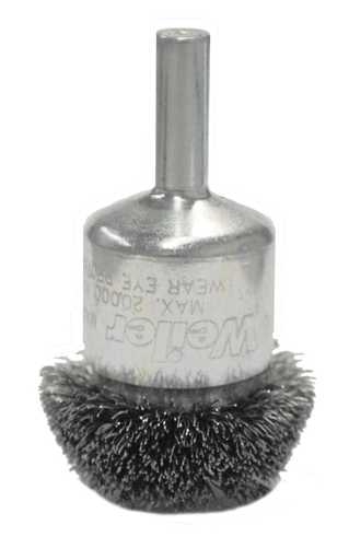 1-1/2" Circular Flared Crimped Wire End Brush, .008" Stainless Steel Fill