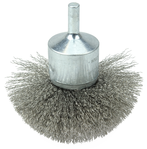 3" Circular Flared Crimped Wire End Brush, .006" Stainless Steel Fill