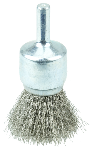 3/4" Crimped Wire End Brush, .0104" Stainless Steel Fill