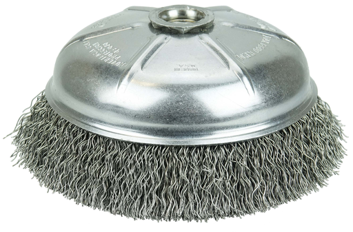6" Crimped Wire Cup Brush , .020" Steel Fill, 5/8"-11 UNC Nut