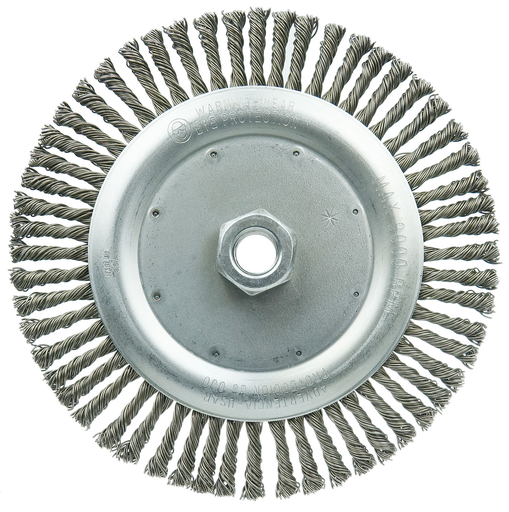 Wolverine 7" Knot Wire Wheel, Stringer Bead Twist, .020" Steel Fill, 5/8"-11 UNC Nut